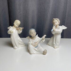 Lladro Angels Playing Musical Instruments Christmas Figurines (Set of Three)